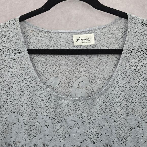 Arianna by Howards Gray Lace Fringe Boho Beach Swim Cover Up Duster Kimono XL - Picture 3 of 8